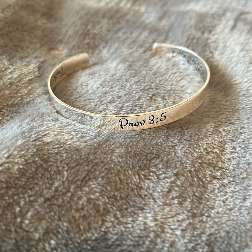 Silver Colored Cuff Scripture Bracelet - Picture 1 of 5